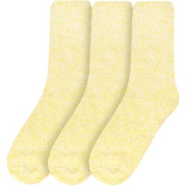BambooMN - Calcetines suaves de plumas cálidas para mujer, 3 pares, Amarillo, 10-13