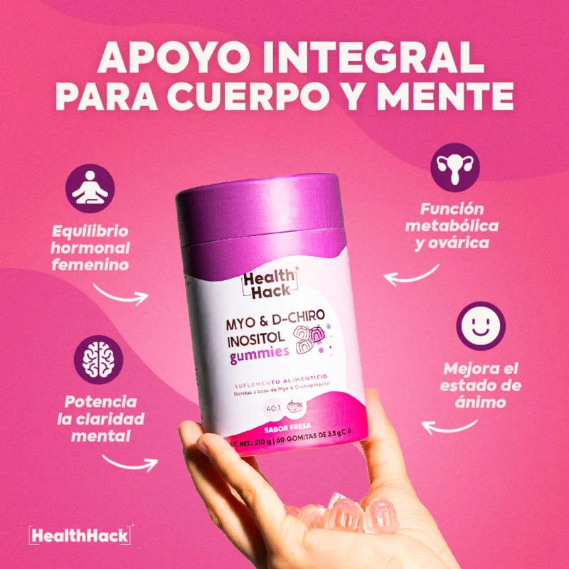 Myo Y D-chiro Inositol 40:1 Gomitas 60 Gummies Health Hack