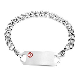 StickyJ Stainless Steel Medical Alert Bracelet 7.5 Inches