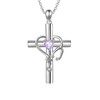 LONAGO Stethoscope Necklace Silver Cross Pendant Necklace with June Birthstone