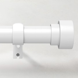 Curtain Rods for Windows 66 to 120, 1 Inch Adjustable White Extra Long Heavy Duty Curtain Rod, Modern Style Indoor Outdoor Window Drapery Rods with End Caps, Size 32" - 120"