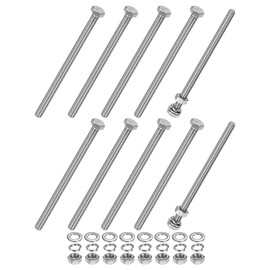 M METERXITY 10-Pack Hex Head Screw Bolt with Nuts Flat & Lock Washers M6x100mm Stainless Steel Bolts and Nuts Kit Fully Threaded Metric Bolt Assortment for Equipment/Machinery