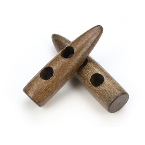 Pack of 12 Toggle Buttons, Coffee Brown, 30 mm, 2