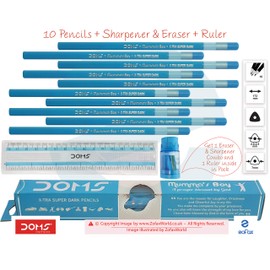 Doms Mumma Boy X-Tra Super Dark Pencils Sharpener Eraser 15cm Ruler School Home