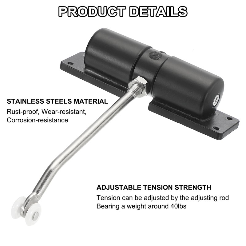 sourcing map Automatic Spring Door Closer Adjustable 40 lbs Self-Closing