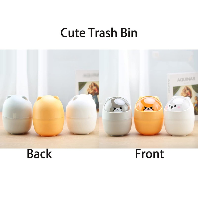 Mini Trash Can, Cute Animal Desktops Trash Bin with Lid,