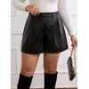 MakeMeChic Women's Plus Size PU Leather Shorts Loose Button Front