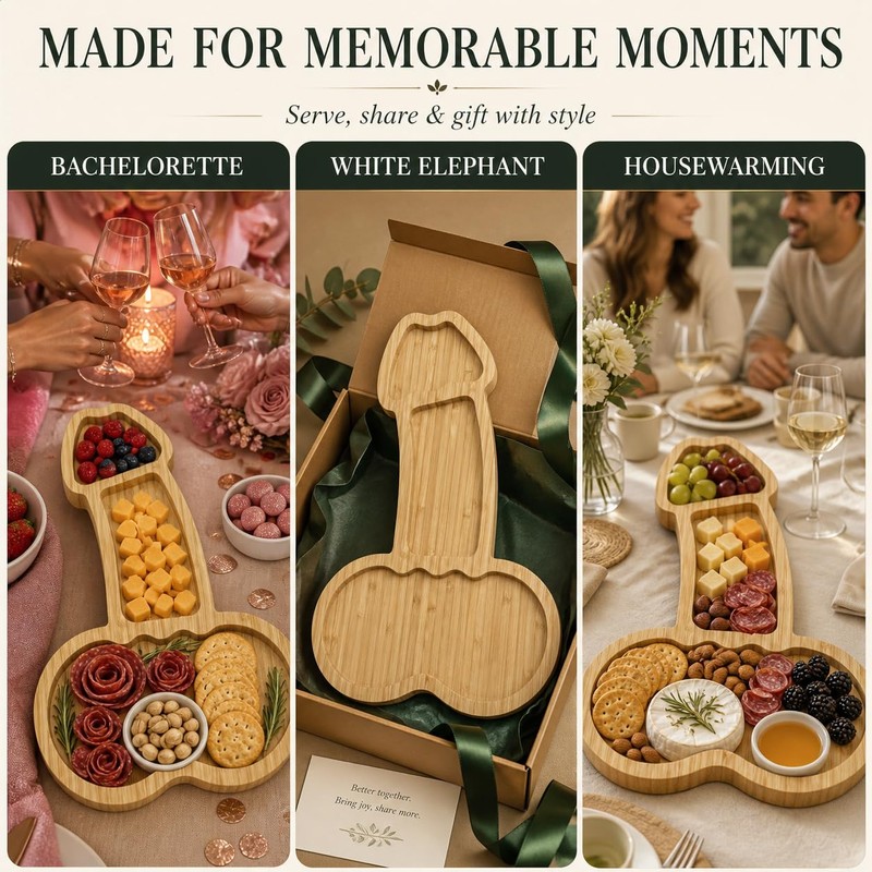 Funny Charcuterie Board Bamboo Serving Tray Gag Gift for Adults