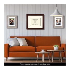Framerly - 11" w x 8.5" h Diploma Frame - Eco-Friendly Cherry Moulding with Textured Ivory and Black Matting