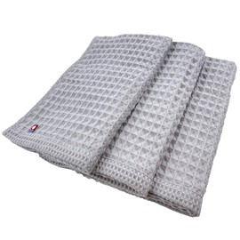 Imabari Towels, Waffle Cube Face Towels, Set of 3, Gray, 13.4 x 31.5 inches (34 x 80 cm), Made in Japan, Waffle Fabric, Thin, Quick Drying, Smooth Texture, Soft, Less Fluffing