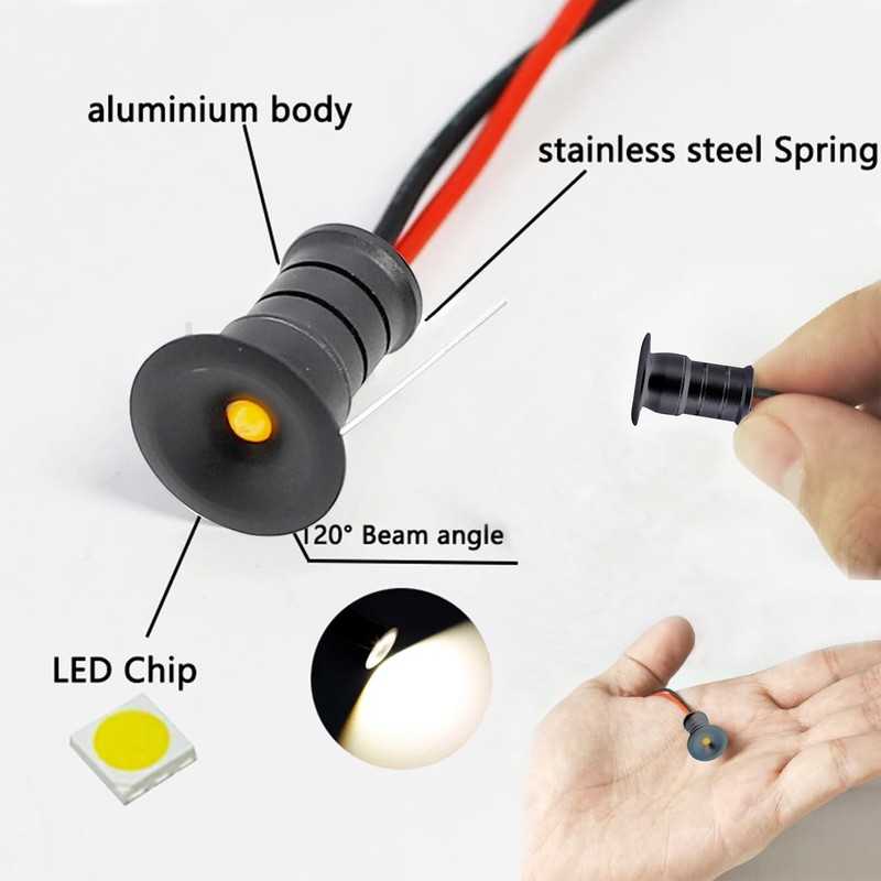 kpslucerna 10pcs 0.5W Mini Recessed Ceiling Spotlight 12V Kitchen Stair