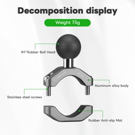 FANAUE CC-05 Aluminum Handlebar Clamp Mount U-bolt Base Compatible with RAM Mounts B size 1 inch Ball Double Socket Arm & Bike Motorcycle Phone Holder for 0.85" to 1.14" Diameter Rail