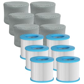 Spa Filter Replacement Cartridges, Pool Filters Hot Tub Accessories, Compatible with All RELXTIME Hot Tub, ALEKO Hot Tub, Wejoy Hot Tub Aquaspa, Screw-in Spa Filters (6 Filters + 6 Filter Covers)
