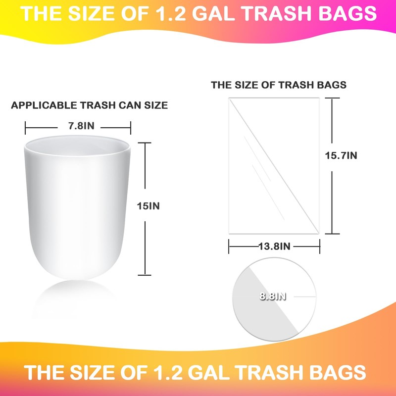 Homifest 1.2 Gallon Drawstring Trash Bags,480 Count White