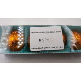 SPAPURE Wellness Collection CITRUS BURST - (4-pack) Aromatherapy Fizzing Shower Bombs by Spa Pure Naturals