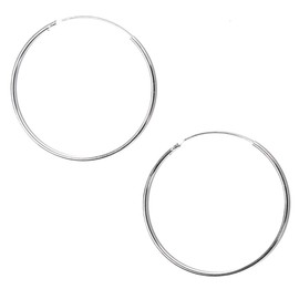 81stgeneration New Sterling Silver .925 Round Band 50mm Pair of Earrings