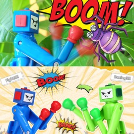 TVIAOH (12 PCS) Ballpoint Pens, Boxing Pen Robot with Punching Arm and Crisp Button Sound - Funny and Cool Novelty Pen - 1.0mm Smooth Writing, Gift for Christmas Birthday Office Smooth (Blue/Green)