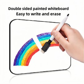 A4 dry erase whiteboard, magnetic double-sided 21x30cm whiteboard with black borders, including 3 water-based pens and 1 eraser, 3 magnets, suitable for children's writing and drawing, student schools