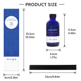 Reed Diffusers Set, 3.7 Oz Scent Diffuser, 6 Reed Diffuser Sticks, Home Fragrance Hyacinth, Peony & Citrus, Aromatherapy Oil Diffuser Reeds, More Masculine Scent, Bathroom & Office Decor 110ml Blue