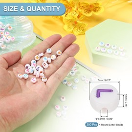 PATIKIL Round Letter Beads, 300 Pcs Letter l Acrylic Alphabet White Beads Colored Letters for Jewelry Making Bracelets Making Necklaces DIY, Multicolor