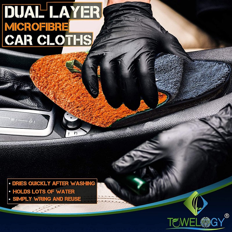 Towelogy® Microfibre Car Cleaning Cloths 800gsm High Density CHEMICAL FREE