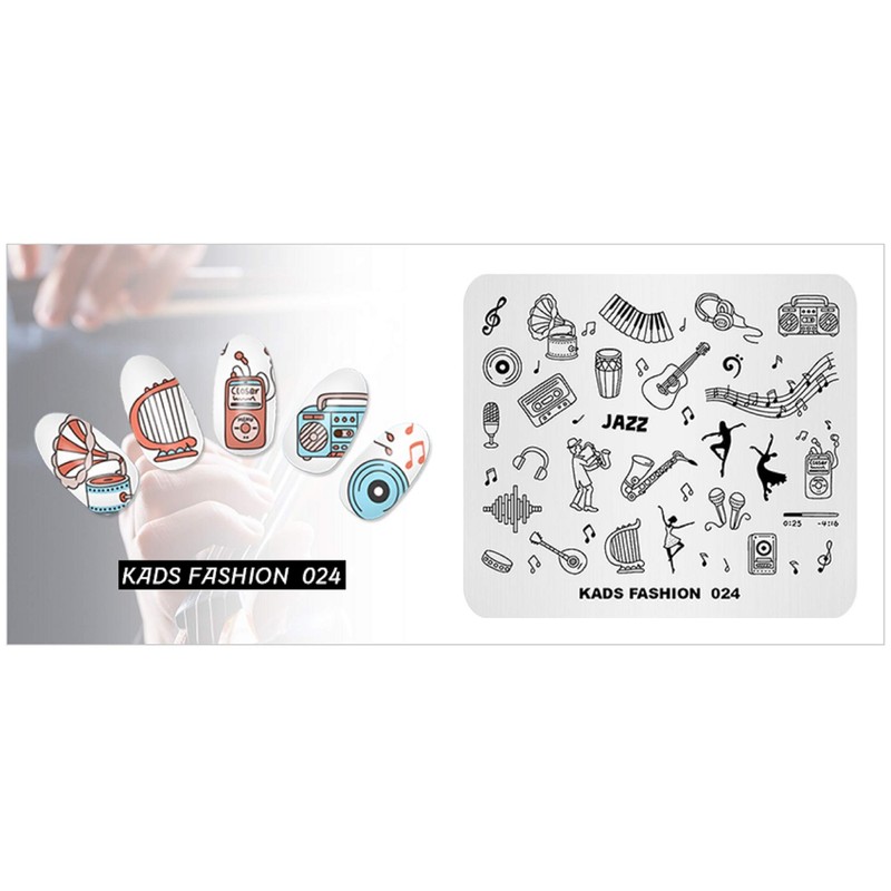 KADS Nail Art Image Stamping Plates Guitar Pattern Music Fashion