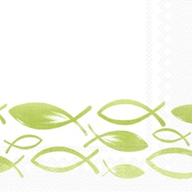 20 Small Cocktail Napkins Festive Swarm of Fish Green Table Decoration Decoupage Decoupage Decoupage 25 x 25 cm