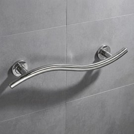 Stainless Steel Curved Grab Rail 62cm - Pack of 2 - Stainless Steel Shower Rail with Concealed Fixings - Strong Grab Rail for Bathroom Safety - Shower Bar and Hand Rail for Elderly and Added Stability