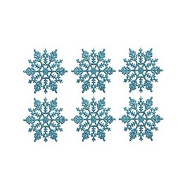 Kipokalor Turquoise plastic Snowflake Ornaments 24pcs tiny Sparkling Iridescent Glitter Snowflake Ornaments on String Hanger for Decorating,Chirstmass tree,Crafting and Embellishing (3inch, Turquoise)