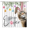 CCXTCZ Easter Shower Curtain Cute Bunny Cat Eggs Rabbit Spring