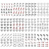 12pcs Valentine's Day Nail Water Transfer Stickers Black Heart Flower