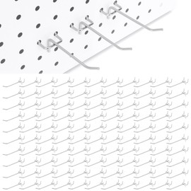 100 Pack Pegboard Hooks Set, 4 Inch Stainless Steel Pegboard Hooks Bulk Fit 1/8" Pegboard for Wall Shelving Display Hanging Tools Accessories Hanging Holders for Storage Craft Room Kitchen Store