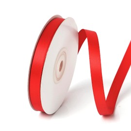 3/8 Inch Single Face Solid Color Satin Ribbon Roll, Ribbons Great for Gift Wrapping, Crafts, Wedding Party Decoration, Hair Bows Making and Other Sewing Projects (3/8" X 25 Yards, Red)