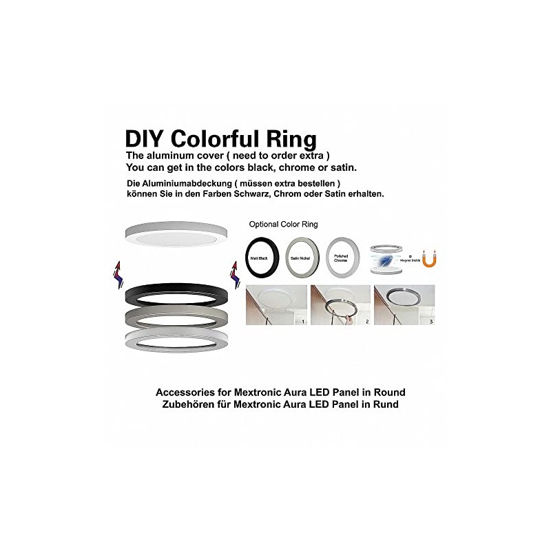 Round Metal Cover Black for LED Panel Aura Round 12