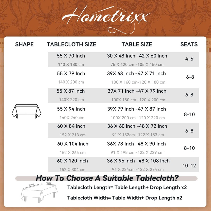 Fall Pumpkin Maple Leaf Rectangle Table Cloth Orange 60x84inch