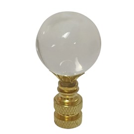 Royal Designs CCF2016M-PB-2 Medium Clear Ball K9 Crystal Finial for Lamp Shade with Polished Brass Base Set of 2, 2 Piece