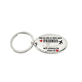 'Side by Side or Miles Apart, Friends Will Always Be Close At Heart' Keychain, Friendship Quote Keyring (Stainless Steel Keyring) Miss Fit Boutique