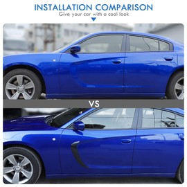 JWWY Front Door Side Fender Scoops Fin Vents Door Blade Trim Cover Fit for 2011-2024 Dodge Charger Exterior Accessories Carbon Fiber 2pcs