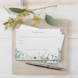 ANGEL & DOVE Pack of 25 Funeral Attendance Cards - Botanical Eucalyptus Design