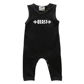 Beast Sleeveless Baby Romper for Boys and Girls (0-3 Months (XS), Black)
