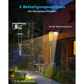 Vangue Solar Spotlight for Outdoors, 2025 Design with Additional Side Light, IP68 Waterproof Solar Lights with 2 Mounting Options and 3 Colour Temperature for Garden, Yard, Driveway, Porch, Walkway