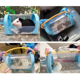 Tfwadmx Hamster Carrier Cage, Portable Dwarf Hamster Travel Cage, Pet Outgoing Cage with Chewing Toys, Small Animal Breathable Carrier for Hamsters Gerbil Mice Rat Hedgehog