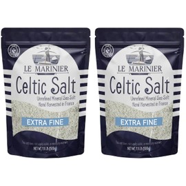 LE MARINIER CELTIC SALT Sal marina extrafina francesa Le Marinier, paquete de 2 de 1,1 lb a 18 oz. Sal marina francesa sin refinar ric 18 onzas (paque