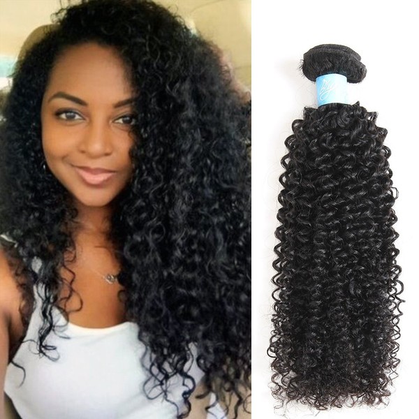 BLY 7A Mongolian Kinky Curly Human Hair Bundles 14/16/18 Inch Unprocessed Hair Weave Weft for Black Women Natural Color