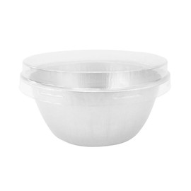 KitchenDance Disposable Colored Aluminum Foil Ramekins Pan with Lids - 4 Ounces Round Non-Stick Baking Pans Perfect for Home, Bakeries, Restaurants, Pack of 100, #ALU-50 (With Flat Lid, White)