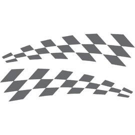 Novelty Chequered Flag Pack of 2 Car Stickers - Waterproof Decal - Long Lasting - UV Resistant - Cars, Motorbikes, Trucks, Vans (Silver Glossy)