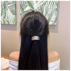 Cybche Metal Hair Bobbles Band Silver Hair Clips Metal Ponytails Hair Cuffs Metal Elastic Hair Bobbles Elastic Ponytail Holder Hair Band Metal Hair Bobbles Accessories Jewellery (Silver2)
