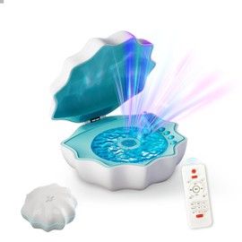 Ocean Wave Projector Light, Shell Night Light Built-in Bluetooth Speaker, Remote Control, White Noises for Home Decor/Relaxation/Party/Music/Gift (Blue)