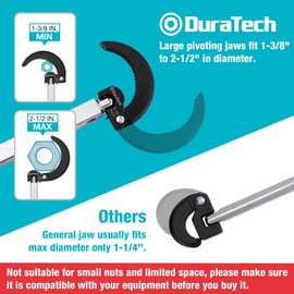 DURATECH 10 "-17" Telescoping Basin Wrench with 1-3/8" to 2-1/2" Large Jaw Capacity & Tub Drain Remover Wrench Aluminum Alloy Drain Removal Tool, Dual Ended