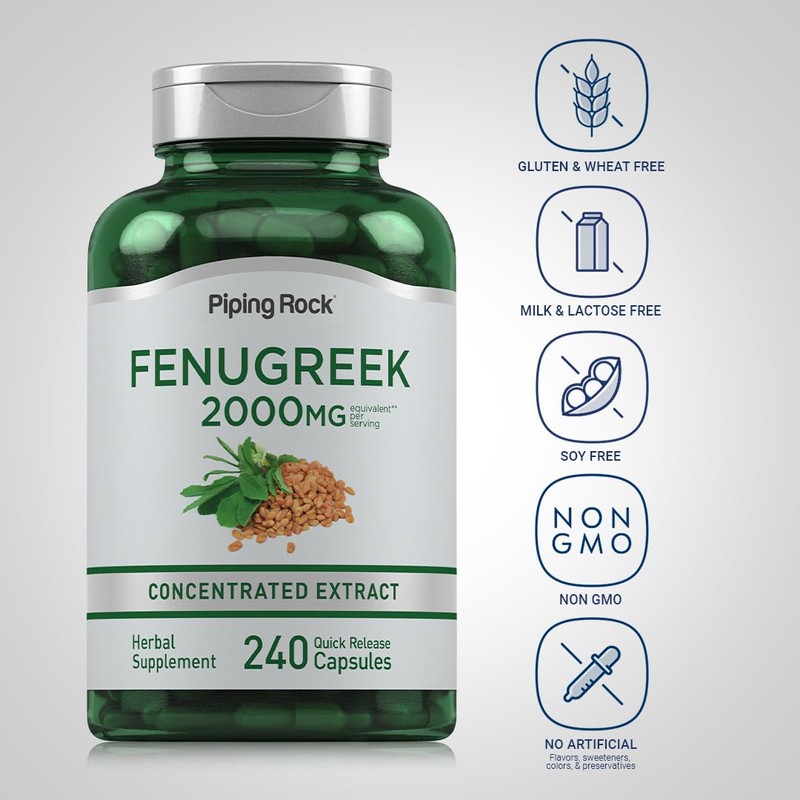 Piping Rock Fenugreek Capsules | 2000mg | 240 Pills |